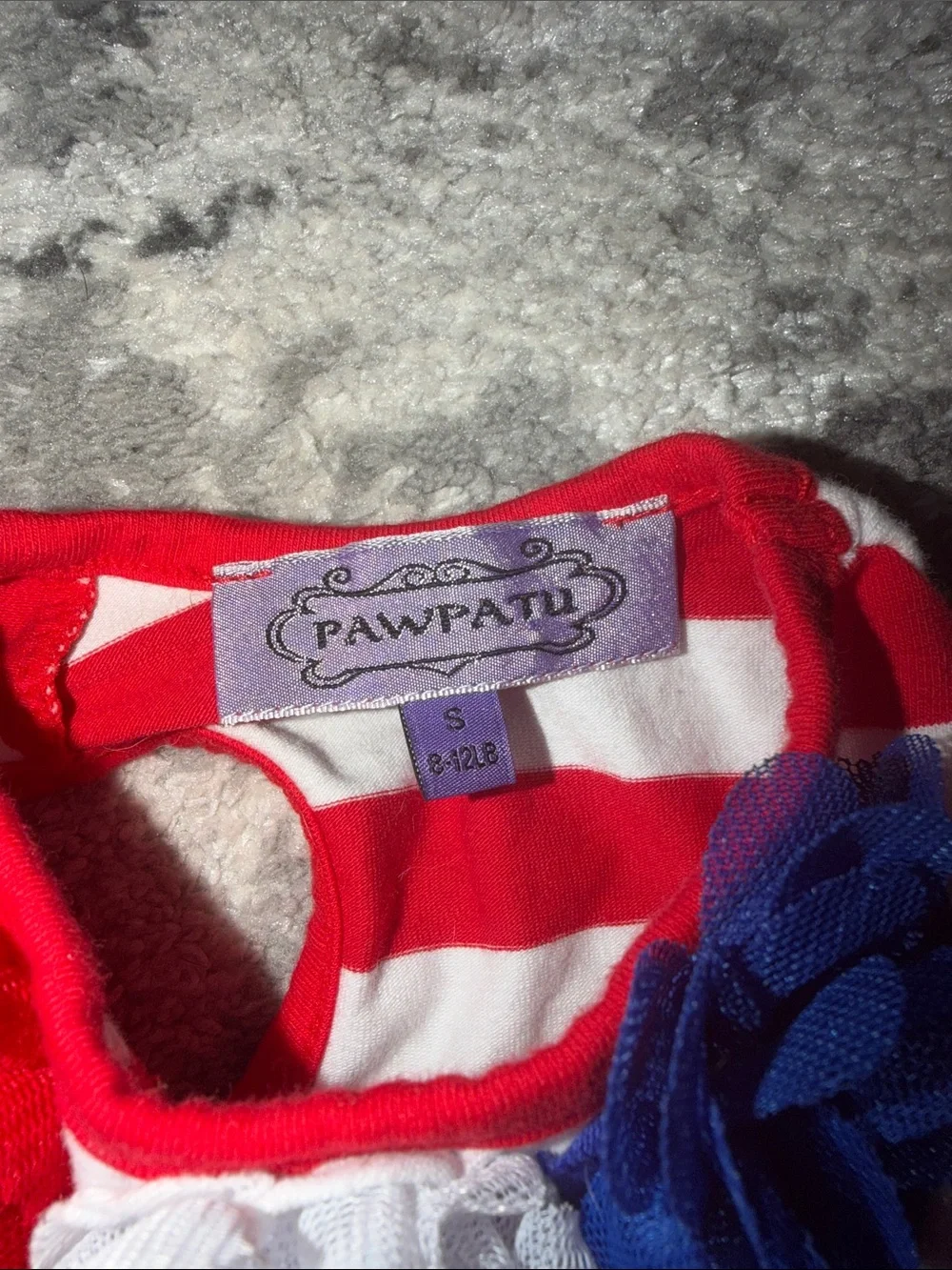 PAWPATU Red & White Striped Dress with Navy Flower